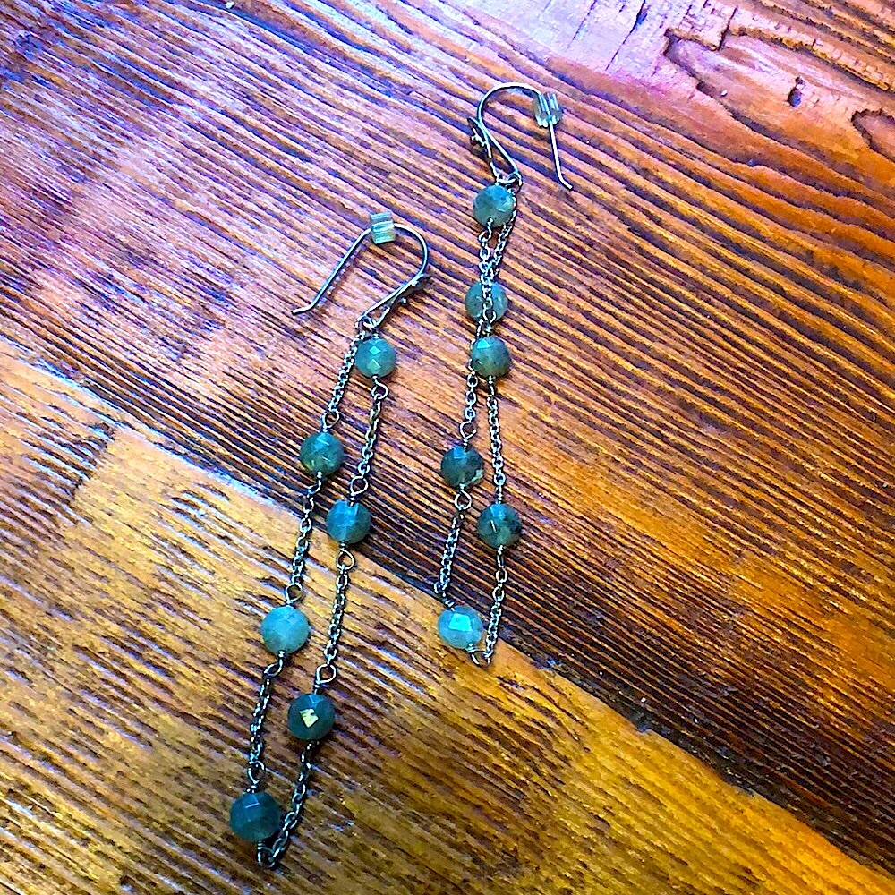 Green jasper & silver earrings
